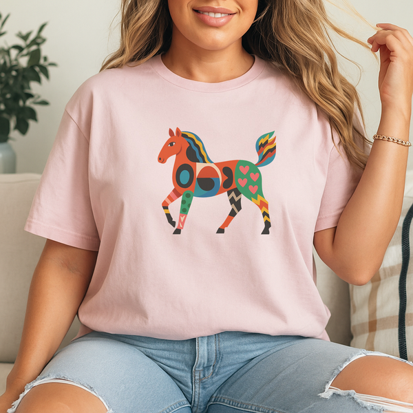Unisex Graphic Tee with Artistic Horse Print