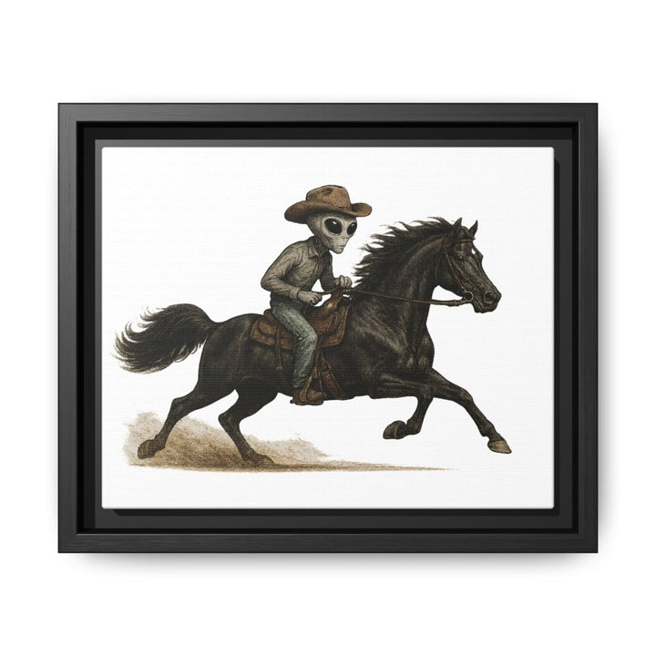 Alien Cowboy Riding Horse – Funny Western Wall Art - Roche Sauvage