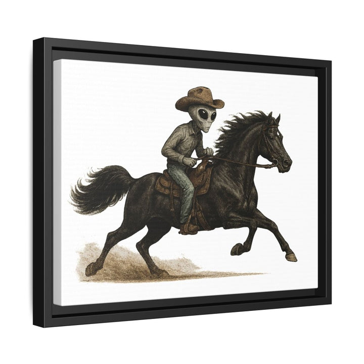 Alien Cowboy Riding Horse – Funny Western Wall Art - Roche Sauvage