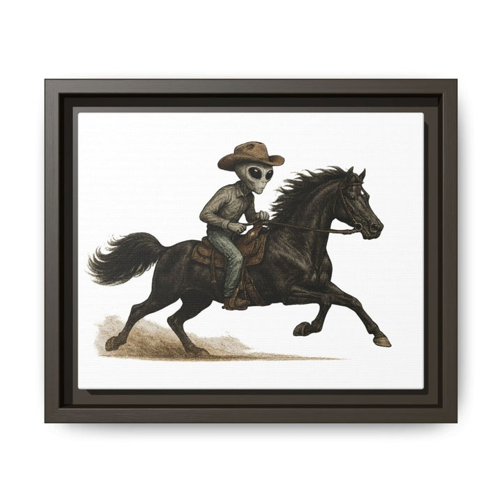 Alien Cowboy Riding Horse – Funny Western Wall Art - Roche Sauvage