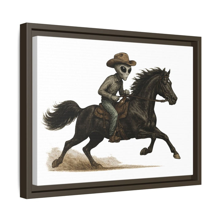 Alien Cowboy Riding Horse – Funny Western Wall Art - Roche Sauvage
