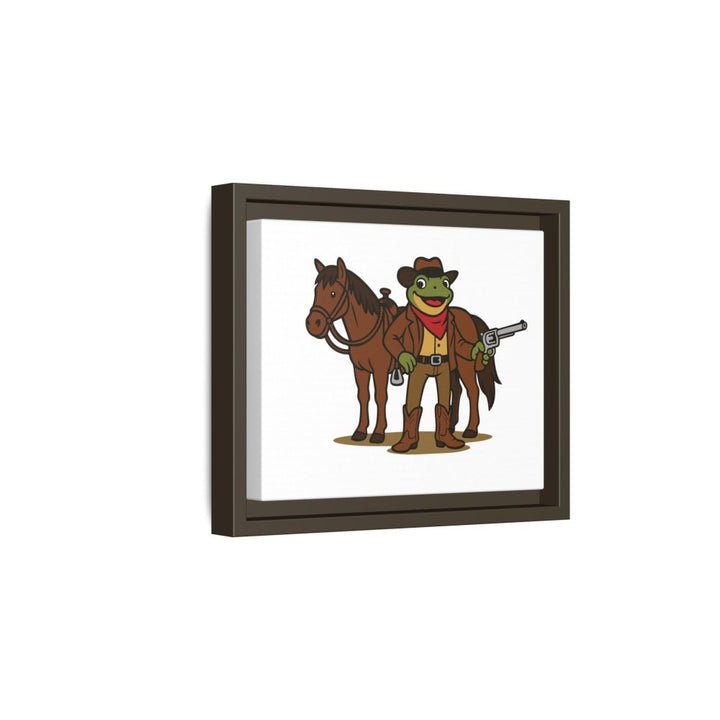 Cowboy Frog with Horse – Framed Canvas Wall Art - Roche Sauvage