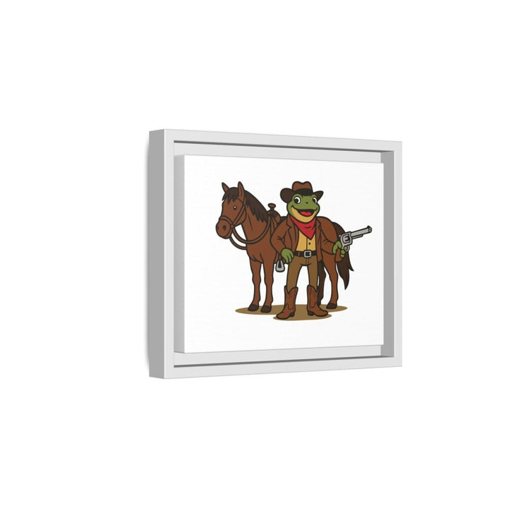 Cowboy Frog with Horse – Framed Canvas Wall Art - Roche Sauvage