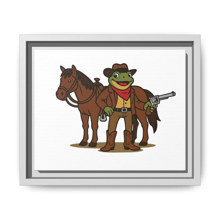 Cowboy Frog with Horse – Framed Canvas Wall Art - Roche Sauvage