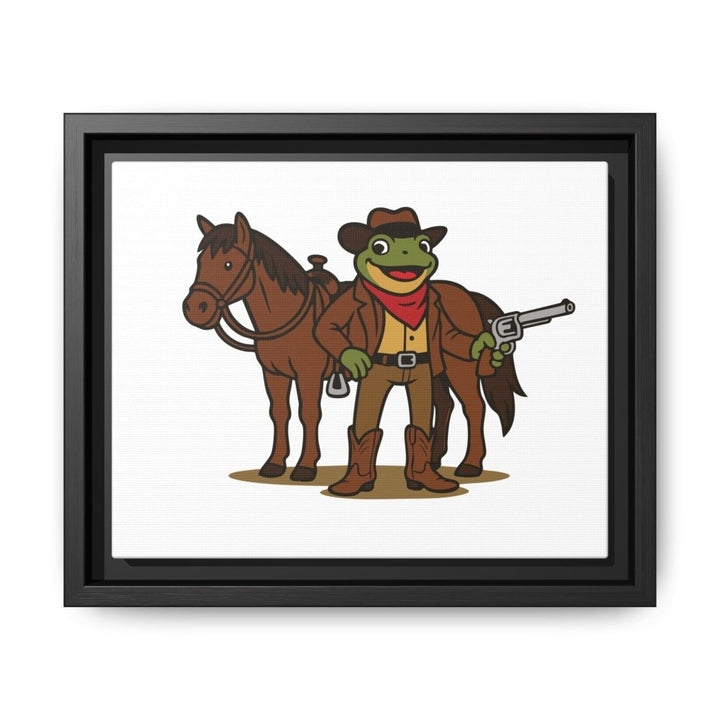 Cowboy Frog with Horse – Framed Canvas Wall Art - Roche Sauvage