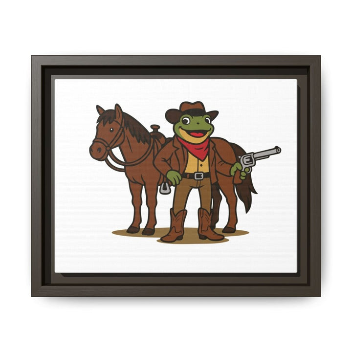 Cowboy Frog with Horse – Framed Canvas Wall Art - Roche Sauvage
