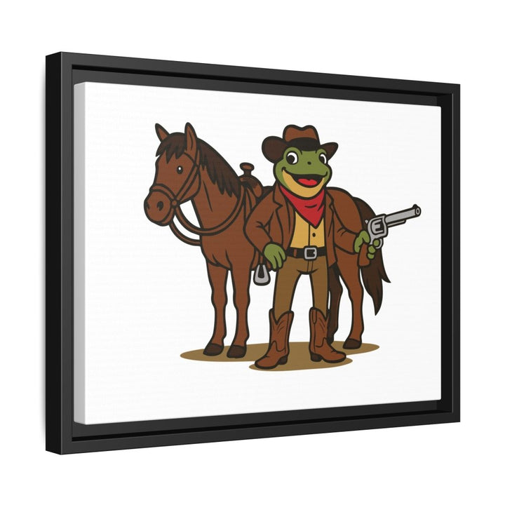 Cowboy Frog with Horse – Framed Canvas Wall Art - Roche Sauvage