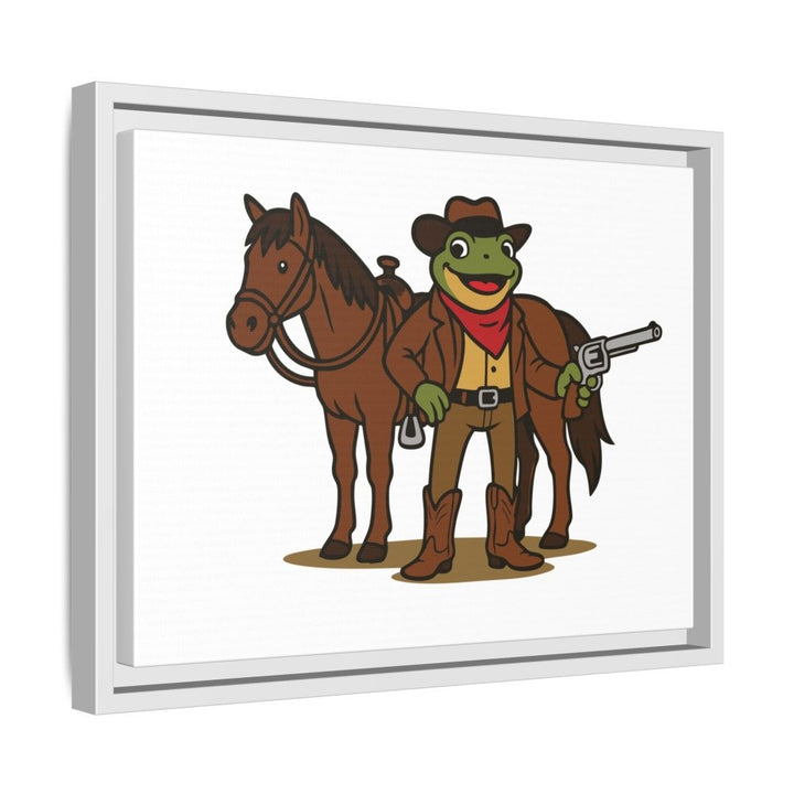 Cowboy Frog with Horse – Framed Canvas Wall Art - Roche Sauvage