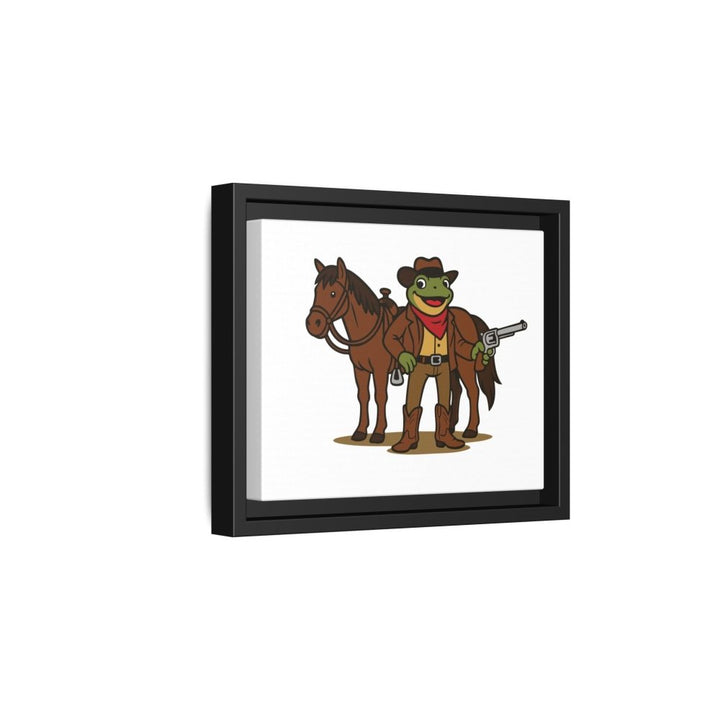 Cowboy Frog with Horse – Framed Canvas Wall Art - Roche Sauvage
