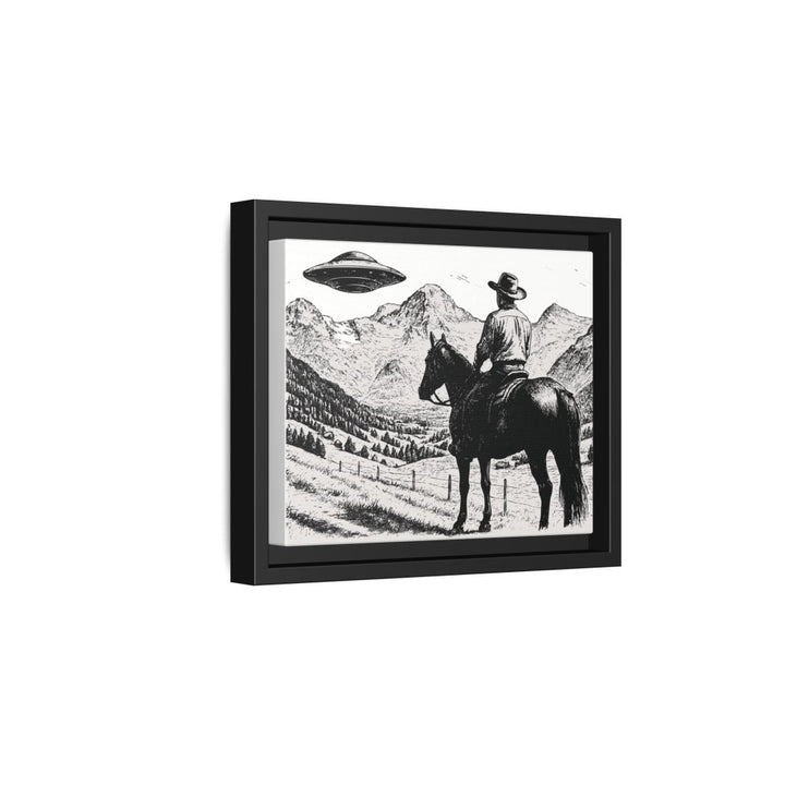 Cowboy UFO Encounter | Monochrome Canvas Art by Roche Sauvage - Roche Sauvage