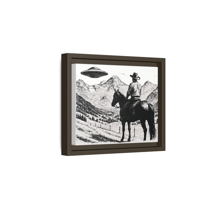 Cowboy UFO Encounter | Monochrome Canvas Art by Roche Sauvage - Roche Sauvage
