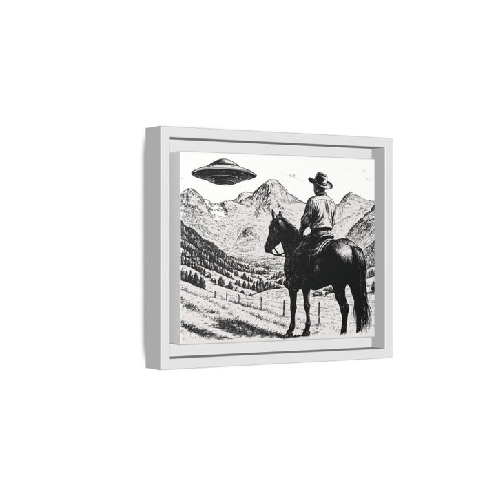 Cowboy UFO Encounter | Monochrome Canvas Art by Roche Sauvage - Roche Sauvage