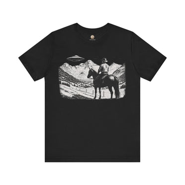 Cowboy UFO Encounter – Western Sci - Fi Graphic Tee by Roche Sauvage - Roche Sauvage