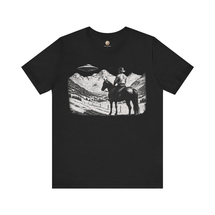 Cowboy UFO Encounter – Western Sci - Fi Graphic Tee by Roche Sauvage - Roche Sauvage