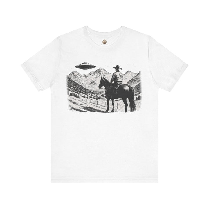 Cowboy UFO Encounter – Western Sci - Fi Graphic Tee by Roche Sauvage - Roche Sauvage