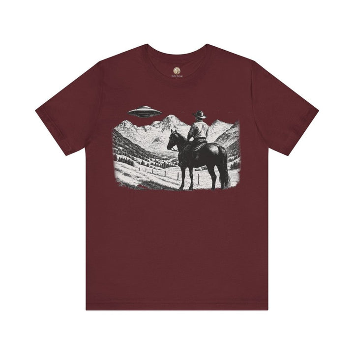 Cowboy UFO Encounter – Western Sci - Fi Graphic Tee by Roche Sauvage - Roche Sauvage