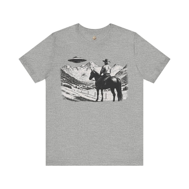 Cowboy UFO Encounter – Western Sci - Fi Graphic Tee by Roche Sauvage - Roche Sauvage