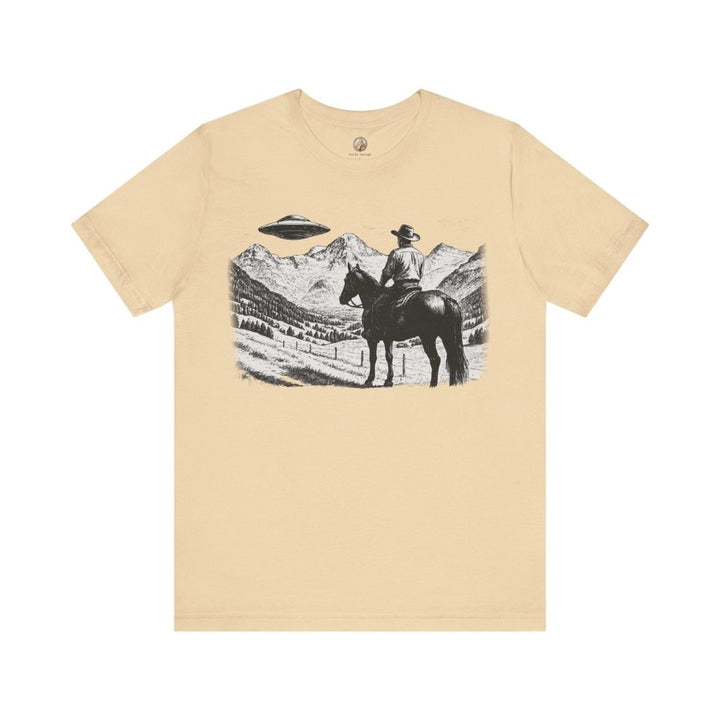Cowboy UFO Encounter – Western Sci - Fi Graphic Tee by Roche Sauvage - Roche Sauvage