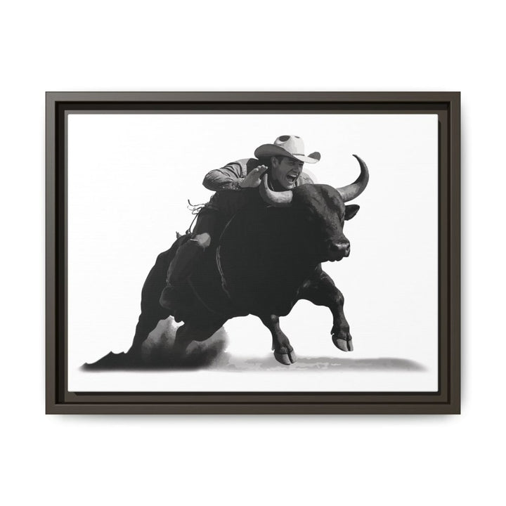 Dust and Motion – Framed Wall Art Print of a Rider on Bullback - Roche Sauvage
