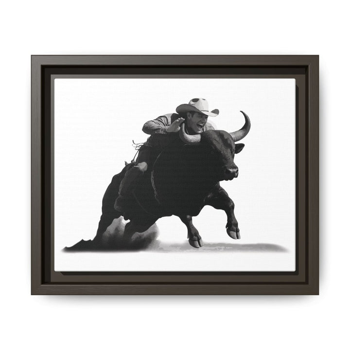 Dust and Motion – Framed Wall Art Print of a Rider on Bullback - Roche Sauvage