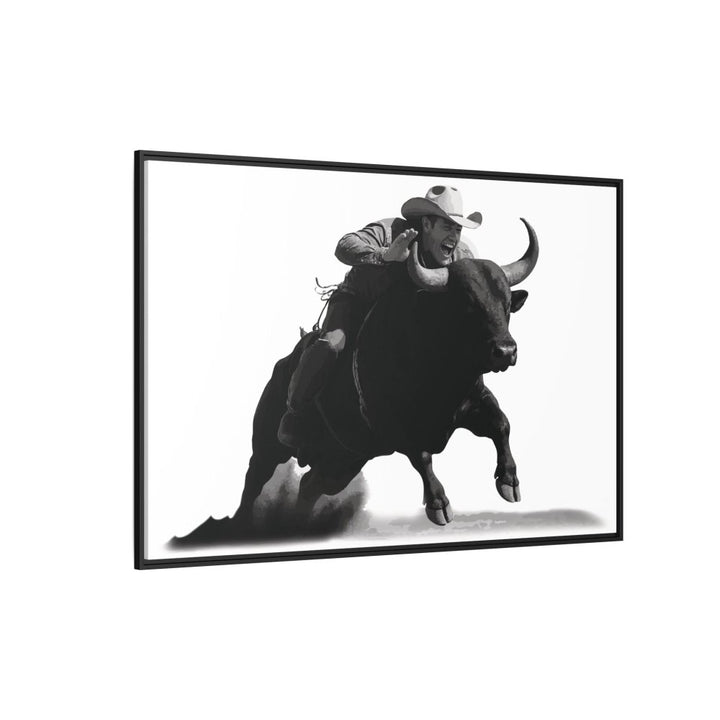 Dust and Motion – Framed Wall Art Print of a Rider on Bullback - Roche Sauvage