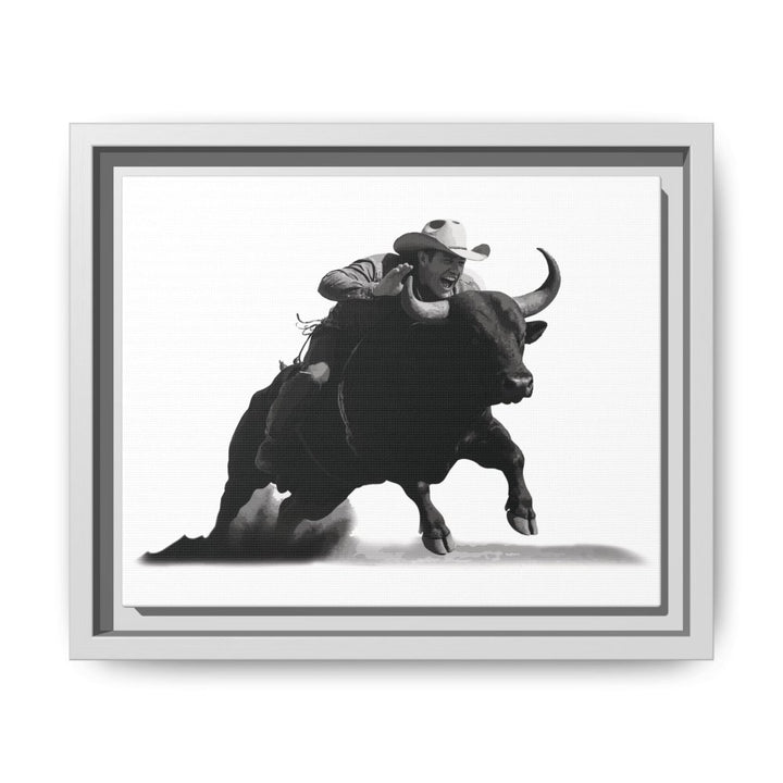 Dust and Motion – Framed Wall Art Print of a Rider on Bullback - Roche Sauvage