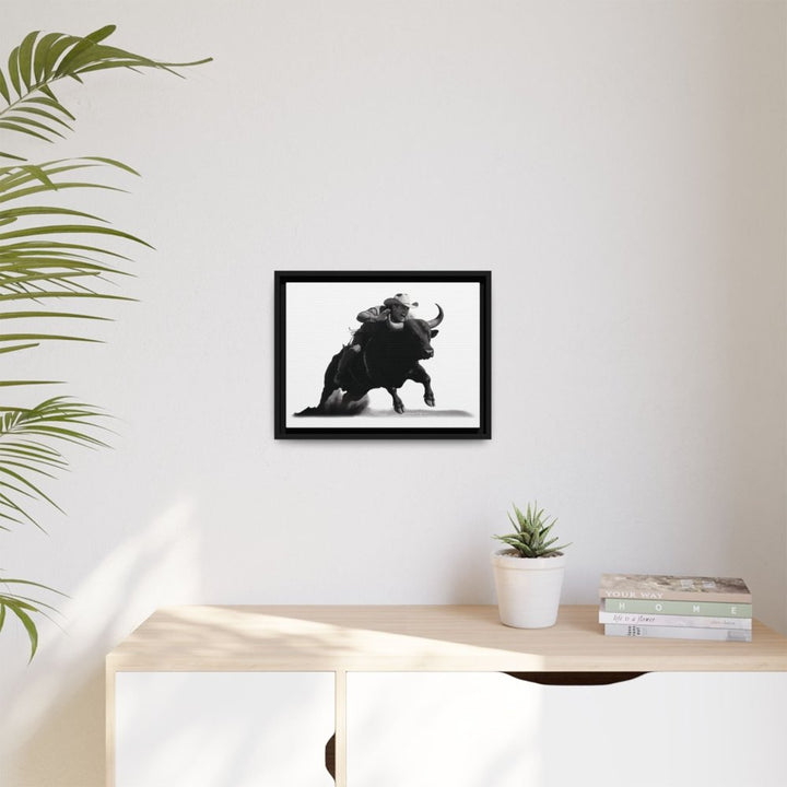 Dust and Motion – Framed Wall Art Print of a Rider on Bullback - Roche Sauvage