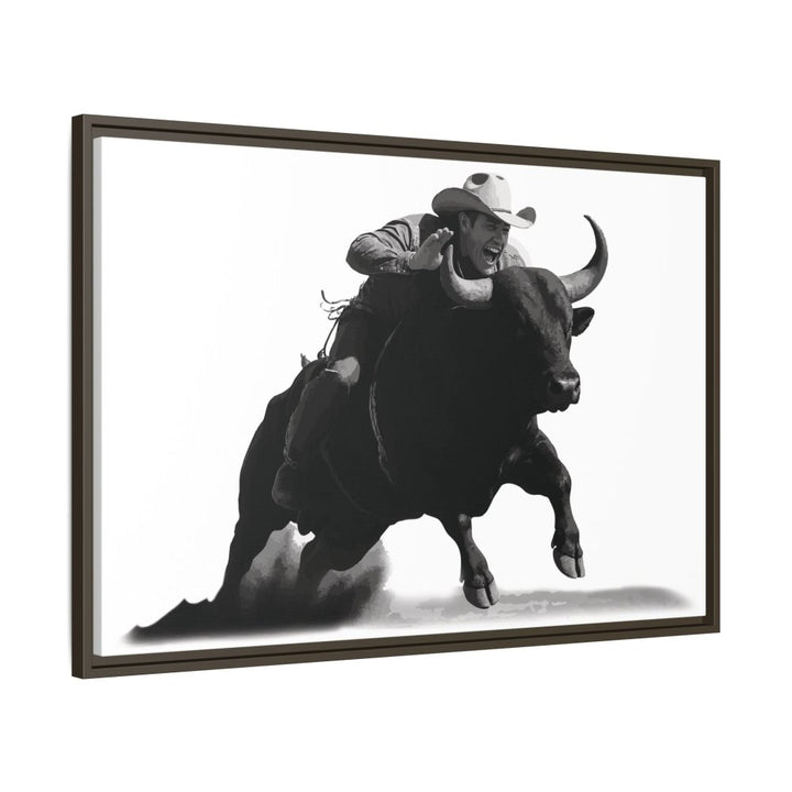 Dust and Motion – Framed Wall Art Print of a Rider on Bullback - Roche Sauvage