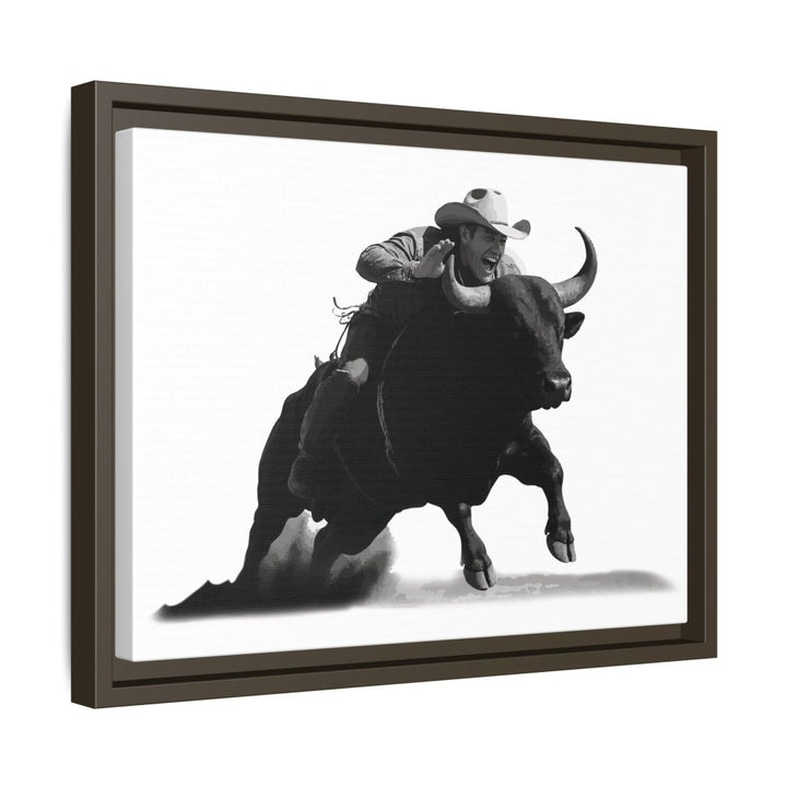 Dust and Motion – Framed Wall Art Print of a Rider on Bullback - Roche Sauvage