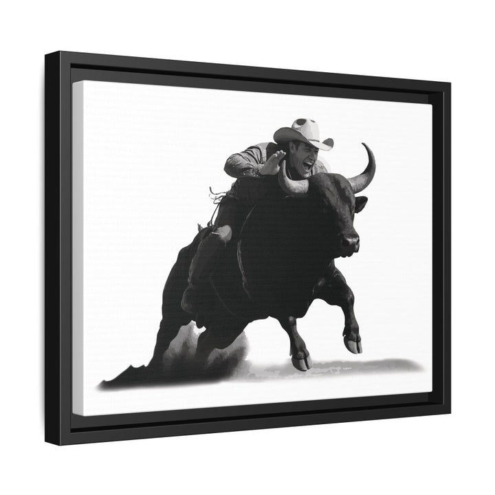 Dust and Motion – Framed Wall Art Print of a Rider on Bullback - Roche Sauvage