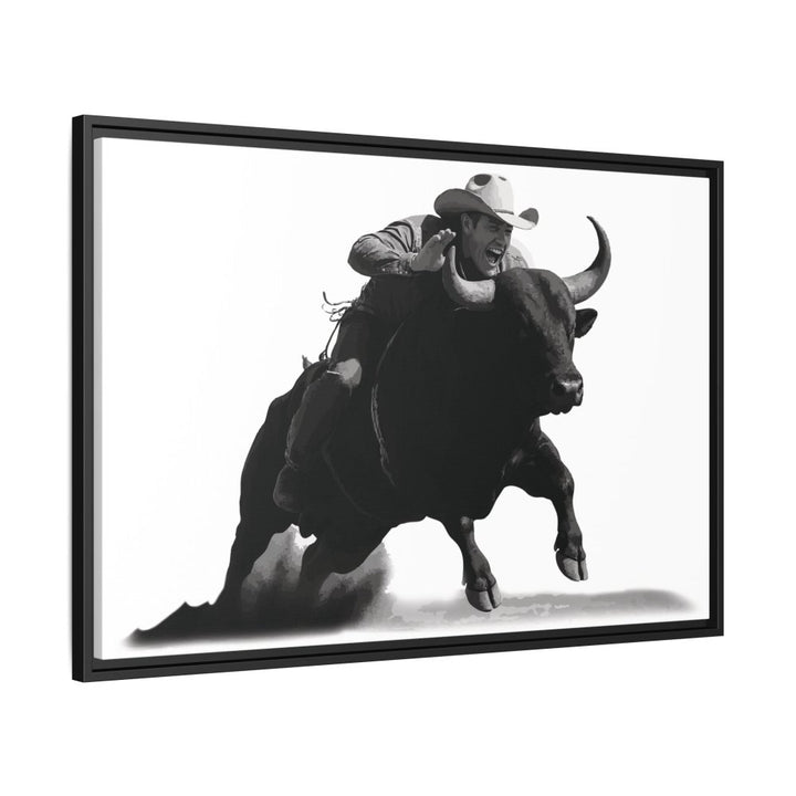 Dust and Motion – Framed Wall Art Print of a Rider on Bullback - Roche Sauvage