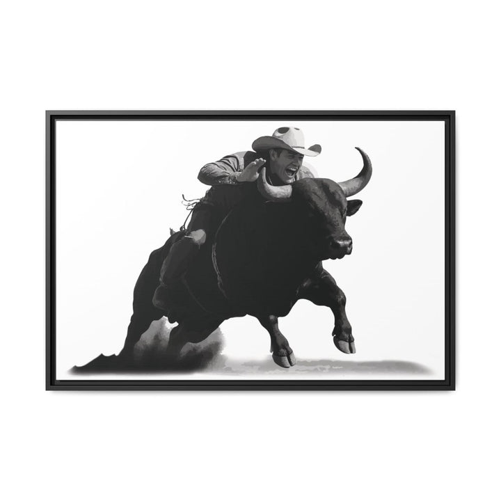 Dust and Motion – Framed Wall Art Print of a Rider on Bullback - Roche Sauvage