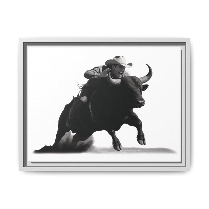 Dust and Motion – Framed Wall Art Print of a Rider on Bullback - Roche Sauvage
