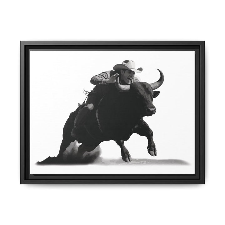 Dust and Motion – Framed Wall Art Print of a Rider on Bullback - Roche Sauvage