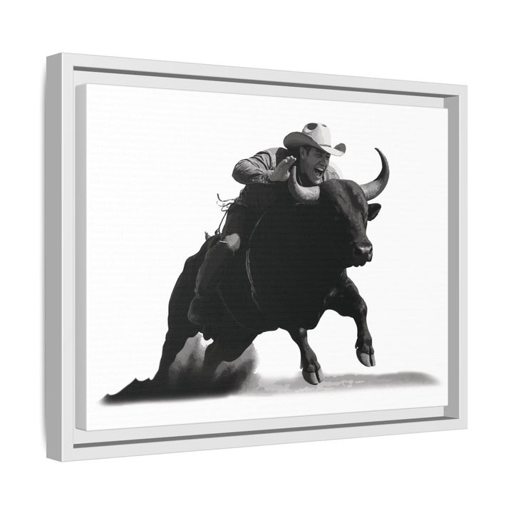 Dust and Motion – Framed Wall Art Print of a Rider on Bullback - Roche Sauvage