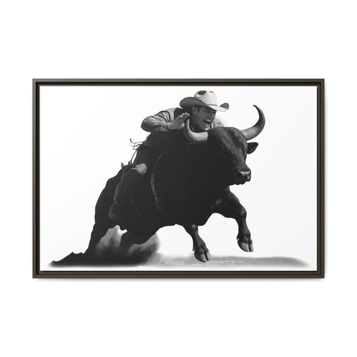 Dust and Motion – Framed Wall Art Print of a Rider on Bullback - Roche Sauvage