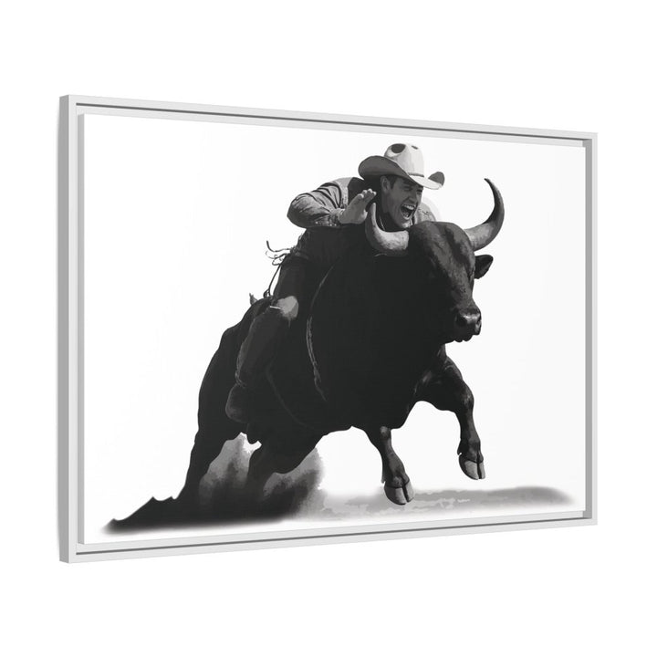 Dust and Motion – Framed Wall Art Print of a Rider on Bullback - Roche Sauvage