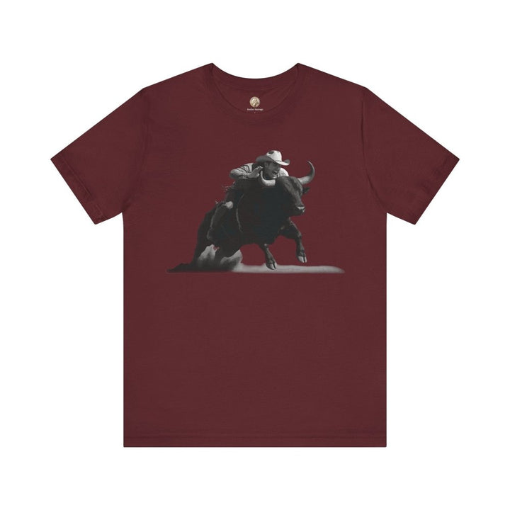 Dust and Motion – Unisex T-Shirt with Bull Rider Silhouette Print - Roche Sauvage