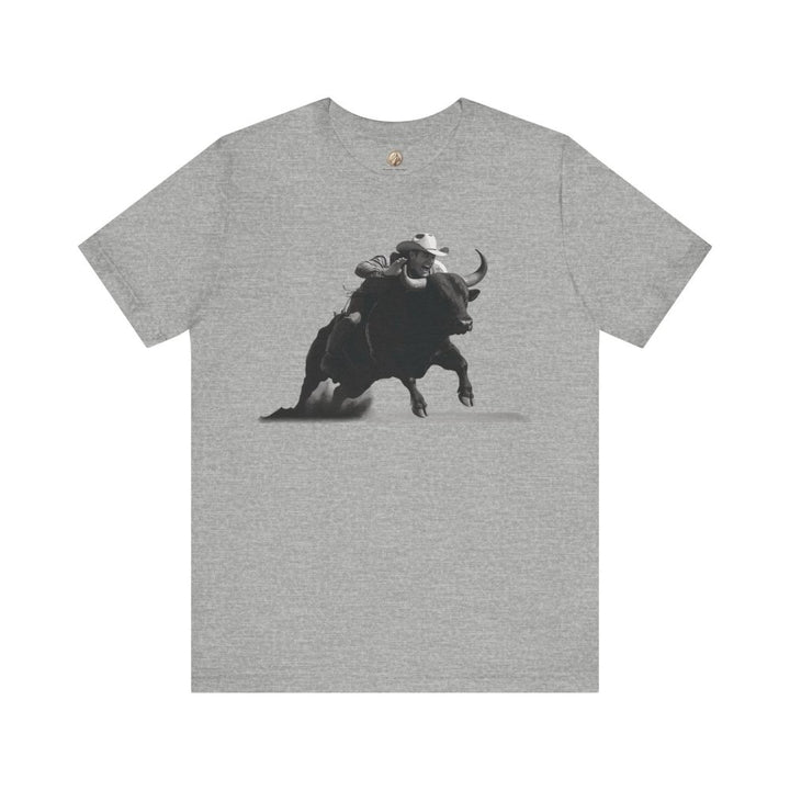Dust and Motion – Unisex T-Shirt with Bull Rider Silhouette Print - Roche Sauvage