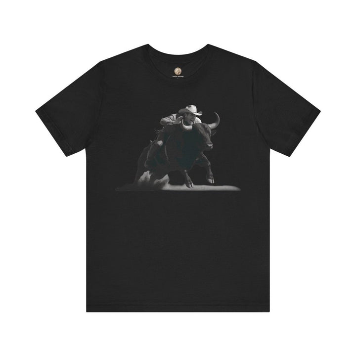 Dust and Motion – Unisex T-Shirt with Bull Rider Silhouette Print - Roche Sauvage