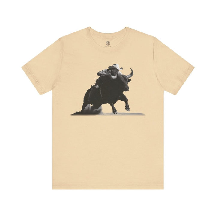 Dust and Motion – Unisex T-Shirt with Bull Rider Silhouette Print - Roche Sauvage