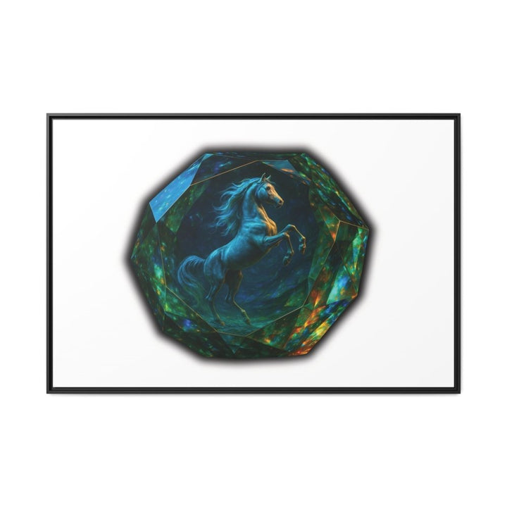 Framed Arabian Horse Art Print – Gemstone Crystal Fantasy Wall Decor - Roche Sauvage