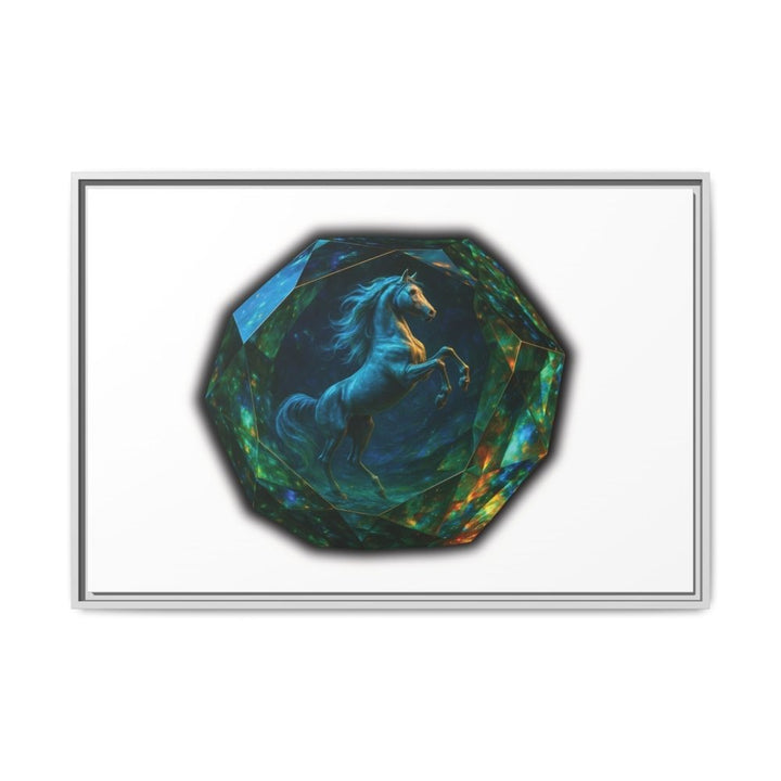 Framed Arabian Horse Art Print – Gemstone Crystal Fantasy Wall Decor - Roche Sauvage