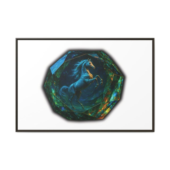 Framed Arabian Horse Art Print – Gemstone Crystal Fantasy Wall Decor - Roche Sauvage