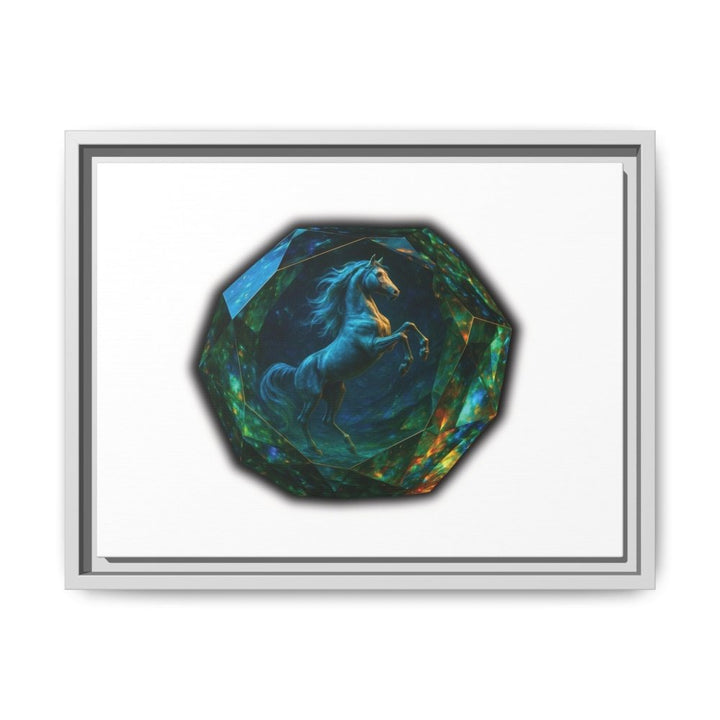 Framed Arabian Horse Art Print – Gemstone Crystal Fantasy Wall Decor - Roche Sauvage