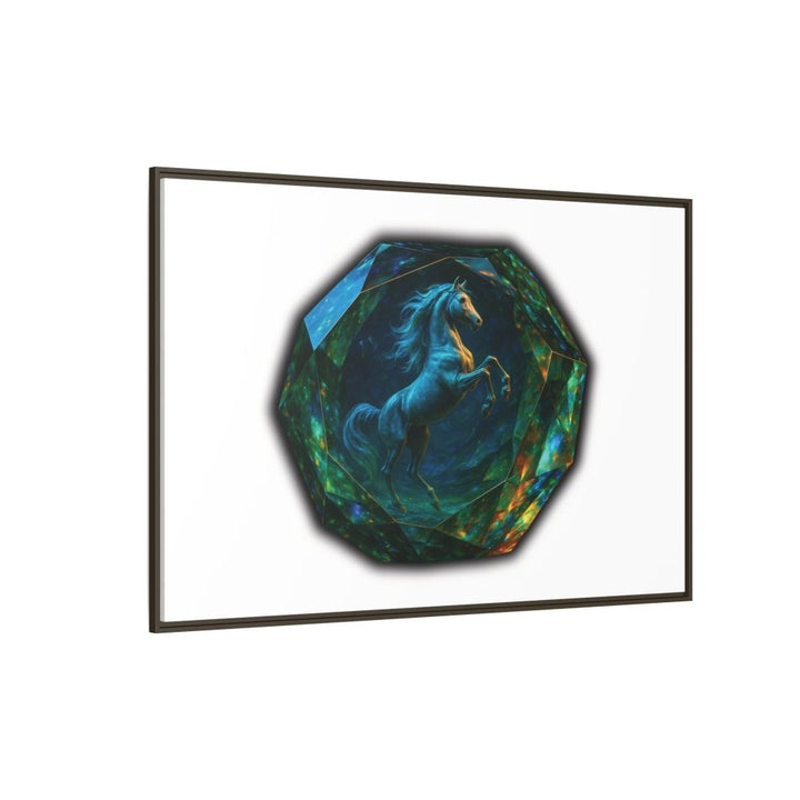 Framed Arabian Horse Art Print – Gemstone Crystal Fantasy Wall Decor - Roche Sauvage