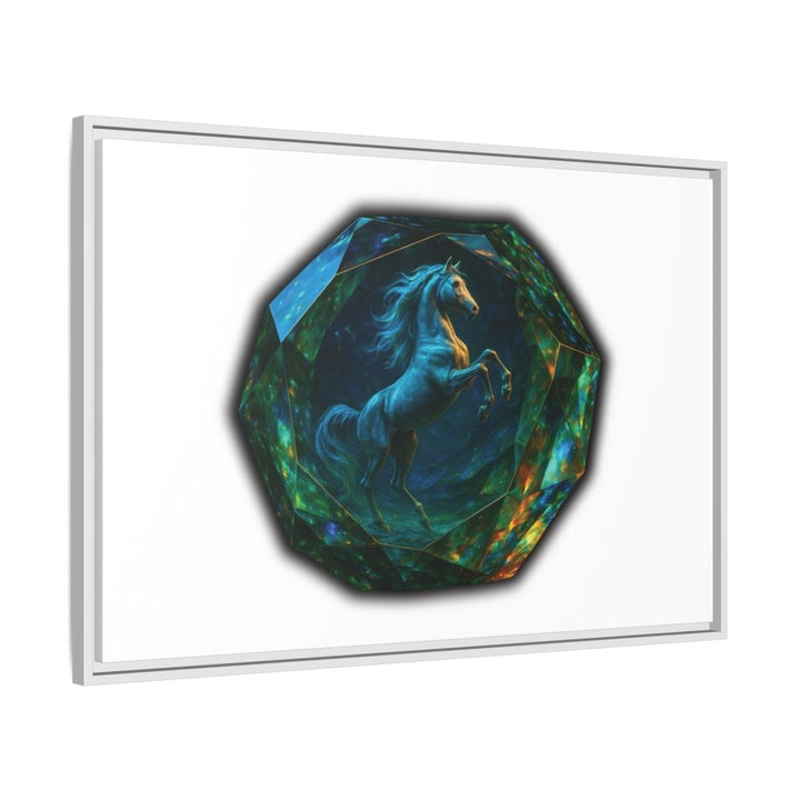 Framed Arabian Horse Art Print – Gemstone Crystal Fantasy Wall Decor - Roche Sauvage