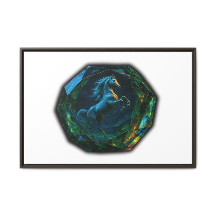Framed Arabian Horse Art Print – Gemstone Crystal Fantasy Wall Decor - Roche Sauvage