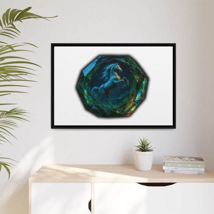 Framed Arabian Horse Art Print – Gemstone Crystal Fantasy Wall Decor - Roche Sauvage