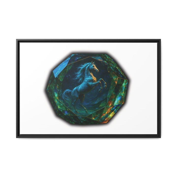 Framed Arabian Horse Art Print – Gemstone Crystal Fantasy Wall Decor - Roche Sauvage